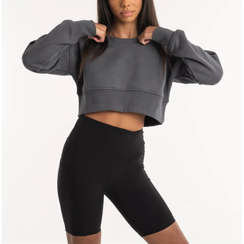 Custom crewneck cropped sweatshirts cotton fleece relaxed fit classic hoodies