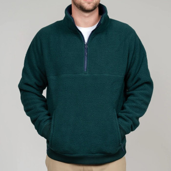 Custom heavy weight half zipper polar fleece sweatshirts for men with kangaroo pockets