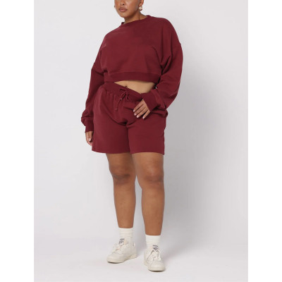 Plus size crew neck 100% cotton heavy weight cropped sweatshirts