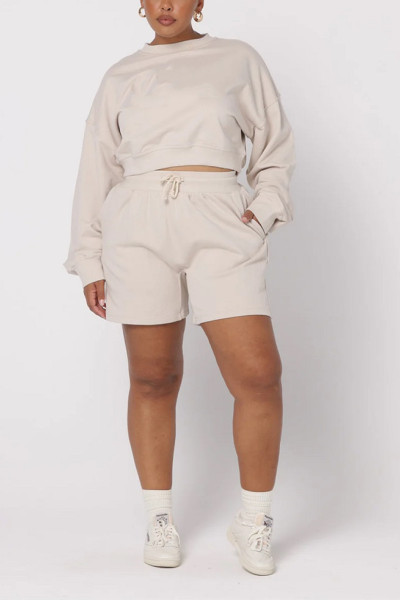 Plus size crew neck 100% cotton heavy weight cropped sweatshirts