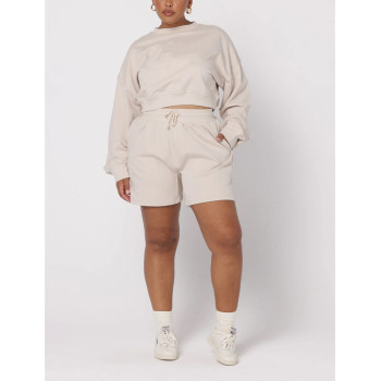 Plus size crew neck 100% cotton heavy weight cropped sweatshirts