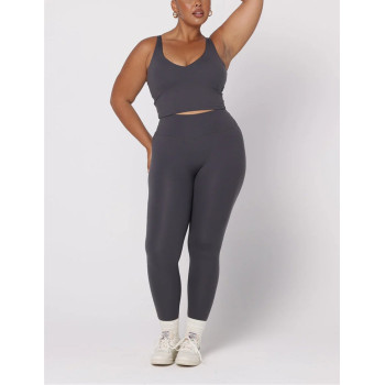 Custom sexy v neck longline sports bra with removable padding big u back classic yoga bralette