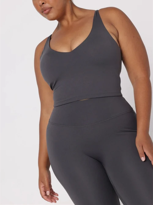 Custom sexy v neck longline sports bra with removable padding big u back classic yoga bralette