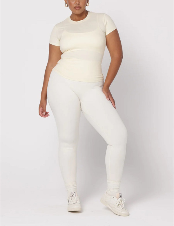 Custom cotton spandex fitted sports t shirts for women short sleeve athleisure style tees