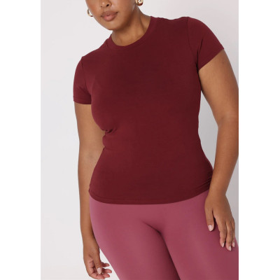 Custom cotton spandex fitted sports t shirts for women short sleeve athleisure style tees