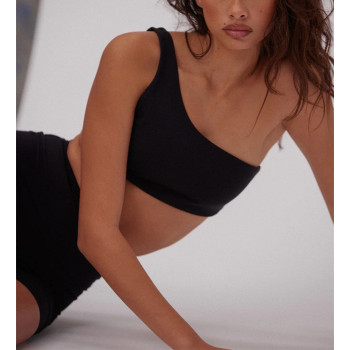 Custom one shoulder asymmetric bra for ladies with removable padding