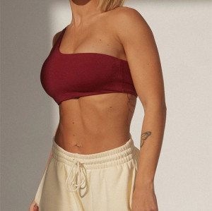Custom one shoulder asymmetric bra for ladies with removable padding
