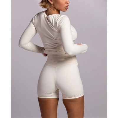 Custom fitted long sleeve gym shirts for women buttery soft regular length sports tee