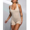 Custom hollow back one piece short jumpsuits scoop neck buttery soft onesies for ladies