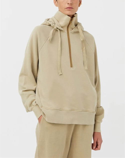 Custom high neck 1/4 zipper hoodies for ladies athleisure sweatshirts