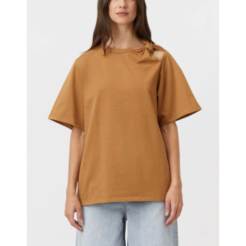 Custom 100%cotton tees for ladies high quality breathable solid color knot design t shirts