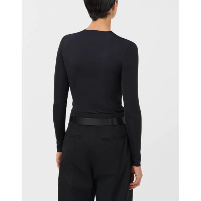 Custom nylon spandex slim fit long sleeve top crew neck sports tee for ladies