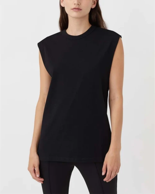 Lightweight cotton tank top relaxed fit women tops athleisure style crew neck vest