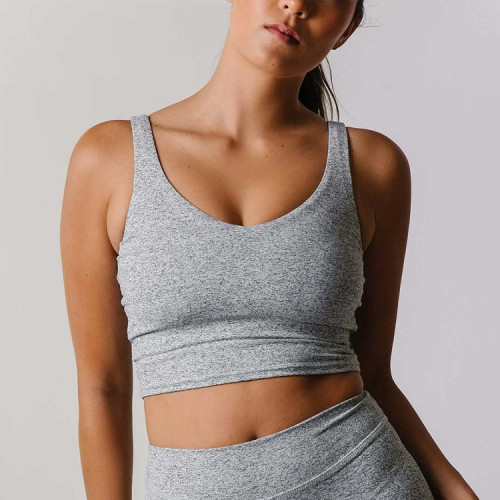 Custom longline v neck sports bra u back athleisure design yoga bralette