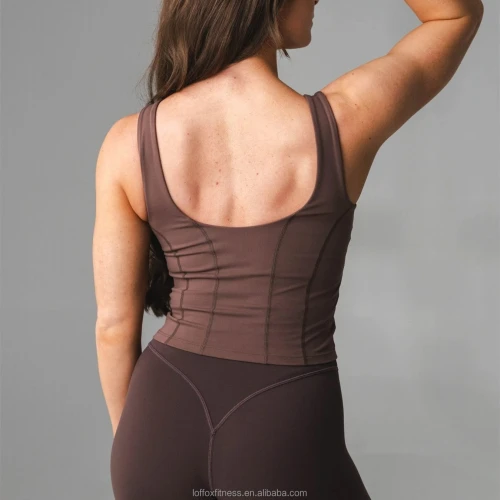 Nylon spandex Workout Tank Tops for Women Racerback Athletic Yoga Top with Built in Bra