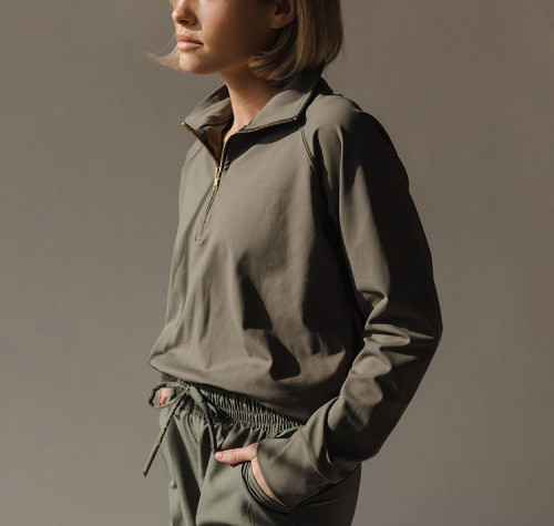 Custom lightweight 1/4 zip pullover sweatshirts breathable running hoodies for ladies
