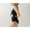 Custom front cut out one piece swimwear with removable paddings side string solid color beachwear