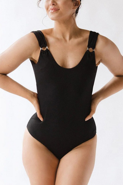 Scoop neck backless swimwear for ladies high cut friendly one piece beachwear