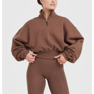 Custom 1/4 zip sweatshirts high quality cotton relaxed fit pullover hoodies