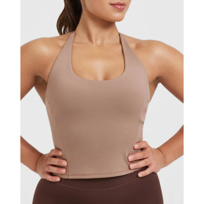 Women's classic halter sports tank with removable padding longline full coverage sports bra