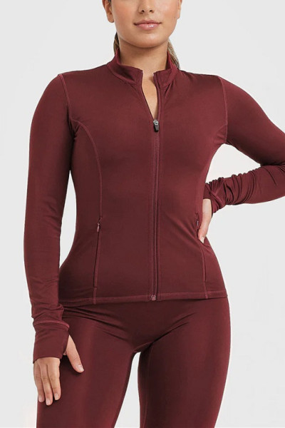 Long sleeve half zipper yoga jackets with invisible pockets timeless yoga top with thumb hole