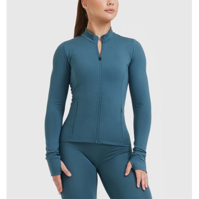 Long sleeve half zipper yoga jackets with invisible pockets timeless yoga top with thumb hole