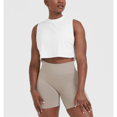 Custom crew neck loose fit cropped tank for ladies lightweight sleeveless shirts