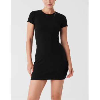 Custom short sleeve athleisure bodycon fit dress high quality ribbed tennis dress