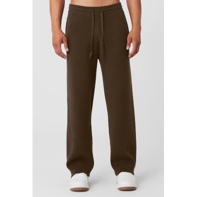 Custom men's straight leg sweatpants ribbed fabric adjustable waist cotton jogger pants