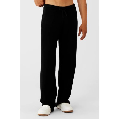 Custom men's straight leg sweatpants ribbed fabric adjustable waist cotton jogger pants