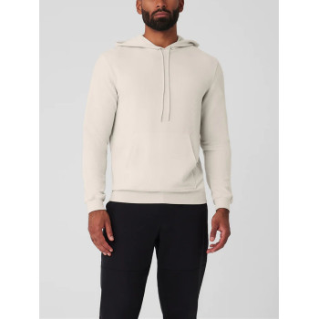 Custom cotton blend waffle hoodie for men with kangaroo pockets men's hooded sweatshirts