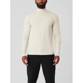 Custom men's long sleeve mock neck performance t shirts classic fit moisture-wicking sports tees