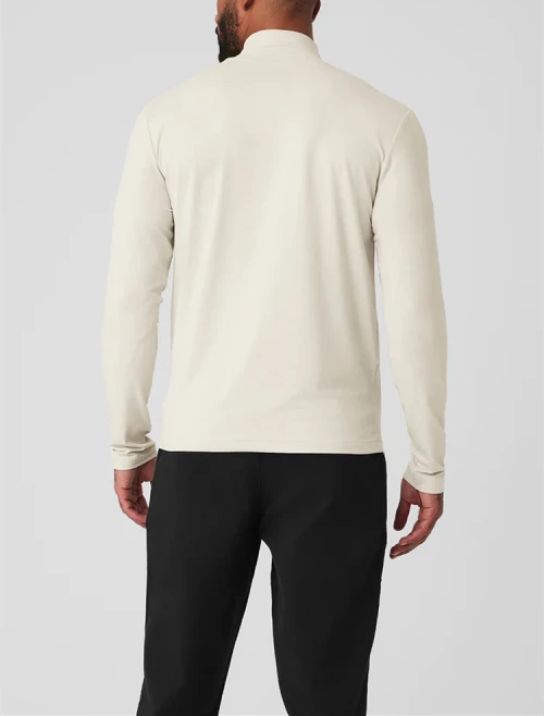 Custom men's long sleeve mock neck performance t shirts classic fit moisture-wicking sports tees