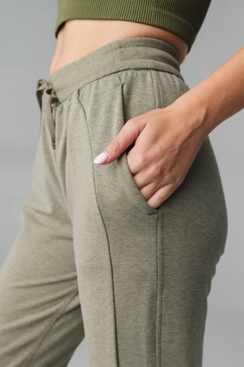 Custom cotton pocket joggers for women with adjustable drawstring slim fit running sweatpants