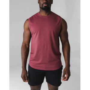 Custom moisture-wicking crew neck sleeveless running t shirts relaxed fit workout gym top