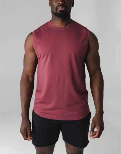 Custom moisture-wicking crew neck sleeveless running t shirts relaxed fit workout gym top