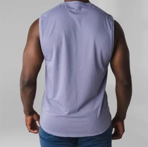 Men's relaxed fit sleeveless sports tees breathable crew neck body building tank top