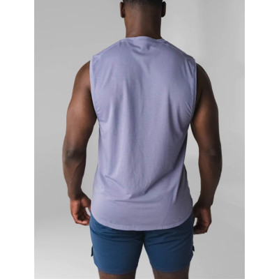 Men's relaxed fit sleeveless sports tees breathable crew neck body building tank top