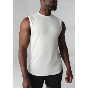 Men's relaxed fit sleeveless sports tees breathable crew neck body building tank top