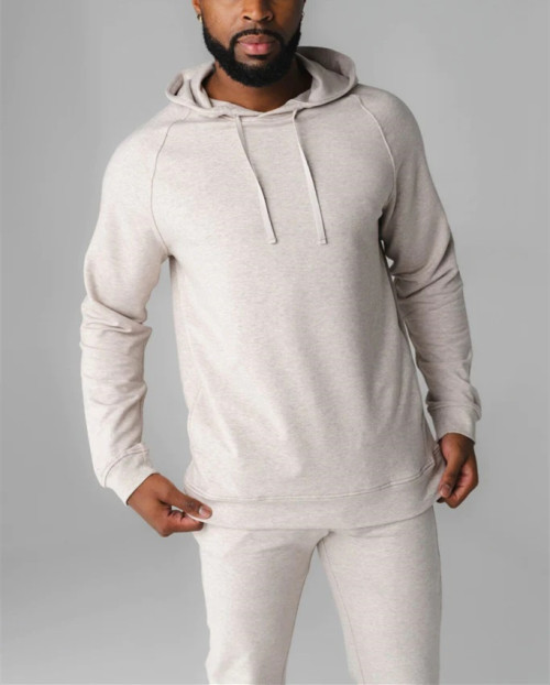 Lightweight men's cotton performance hoodies with front pockets regular length hooded sweatshirts