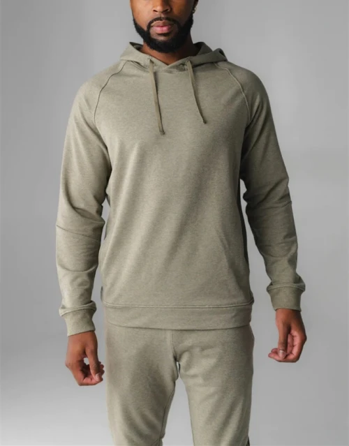 Lightweight men's cotton performance hoodies with front pockets regular length hooded sweatshirts