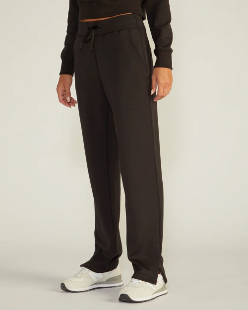 Custom cotton adjustable waist side slit pants women's ultra soft warm relaxed fit jogger pants