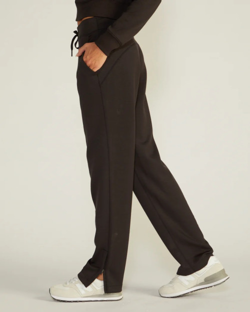 Custom cotton adjustable waist side slit pants women's ultra soft warm relaxed fit jogger pants