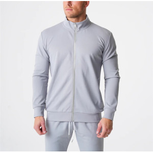 Full zipper moisture-wicking men jackets athletic zip up gym tops