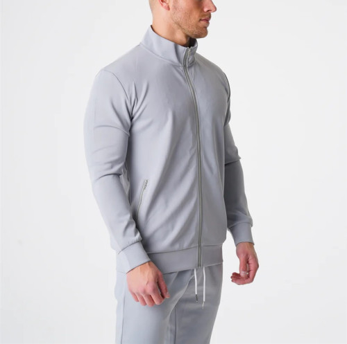 Full zipper moisture-wicking men jackets athletic zip up gym tops