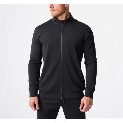 Full zipper moisture-wicking men jackets athletic zip up gym tops