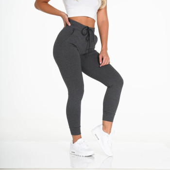 High waisted slim fit pocket jogger pants adjustable waist running sweatpants with side pockets