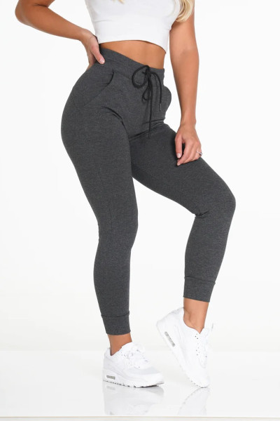 High waisted slim fit pocket jogger pants adjustable waist running sweatpants with side pockets