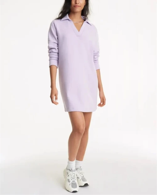 Custom polo dress for ladies relaxed fit mini dress lifestyle long sleeve cotton blend dresses