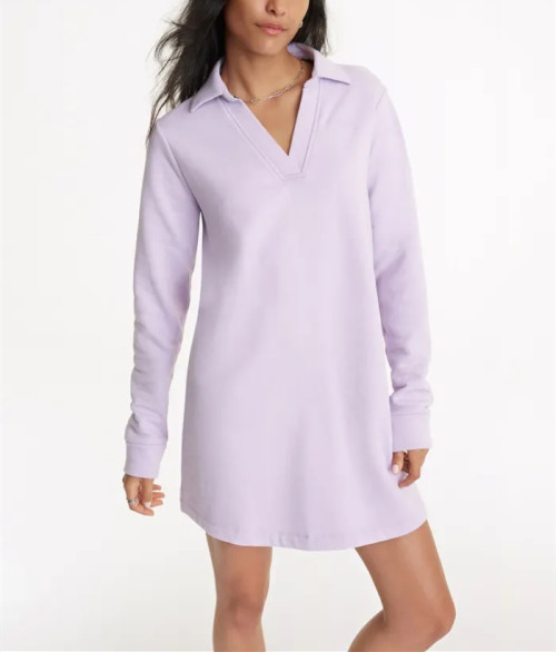 Custom polo dress for ladies relaxed fit mini dress lifestyle long sleeve cotton blend dresses